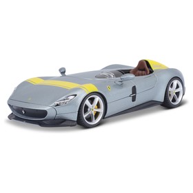 Машинка гоночная Bburago Ferrari Monza Sp1, Die-Cast, 1:24, цвет серебристый, с принтом
