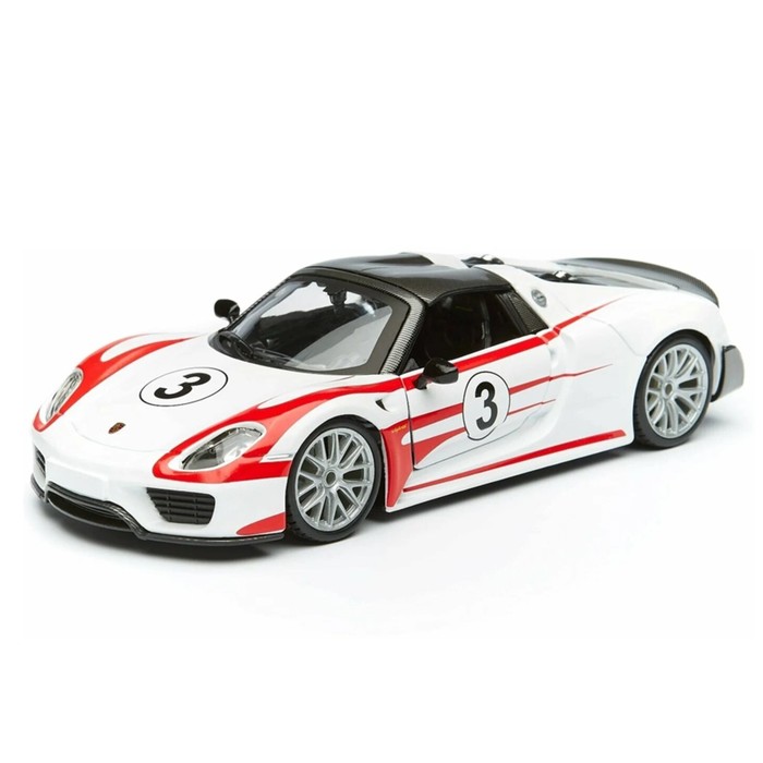 Машинка гоночная Bburago Porsche 918 Weissach, Die-Cast, 1:24, цвет белый - Фото 1