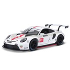 Машинка гоночная Bburago Porsche 911 Rsr, Die-Cast, 1:24, цвет белый, открывающиеся двери - фото 300896183