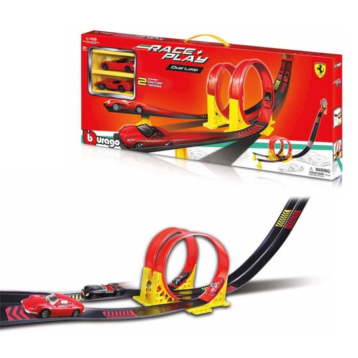 Набор игровой Bburago Ferrari Race + Play, автотрек, с двумя машинками Die-Cast, 1:43 - Фото 1