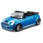 Машинка Bburago Mini Cooper S Cabriolet, Die-Cast, 1:32, цвет синий с принтом - фото 110024640