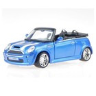 Машинка Bburago Mini Cooper S Cabriolet, Die-Cast, 1:32, цвет синий с принтом - Фото 2