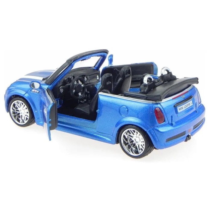 Машинка Bburago Mini Cooper S Cabriolet, Die-Cast, 1:32, цвет синий с принтом - фото 1911060248