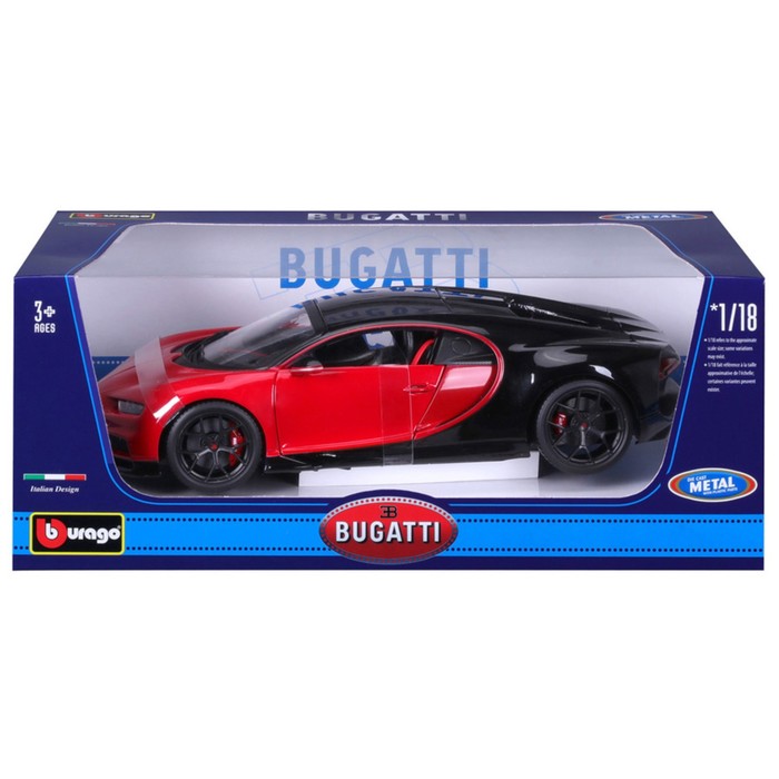 Машинка Bburago Bugatti Chiron Sport, Die-Cast, 1:32, цвет чёрно-красный - фото 1911060336