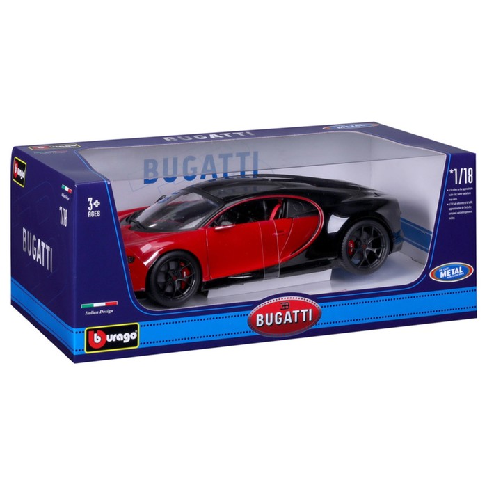 Машинка Bburago Bugatti Chiron Sport, Die-Cast, 1:32, цвет чёрно-красный - фото 1911060338