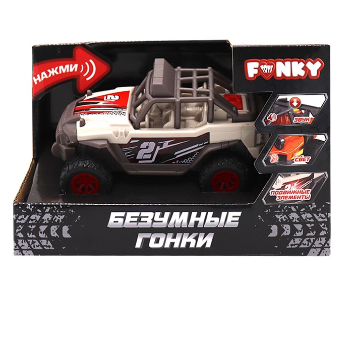 Машинка Funky Toys «Безумные гонки. Джип», со светом и звуком, 12 см, цвет красно-белый