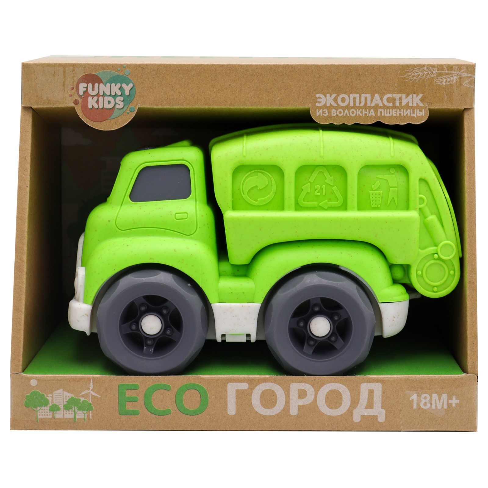 Эко-машинка Funky Toys «Городская техника», цвет зелёный, 18 см (10403968)  - Купить по цене от 681.00 руб. | Интернет магазин SIMA-LAND.RU