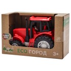 Эко-машинка Funky Toys «Трактор», с фрикционным механизмом, цвет красный, 12 см - Фото 4