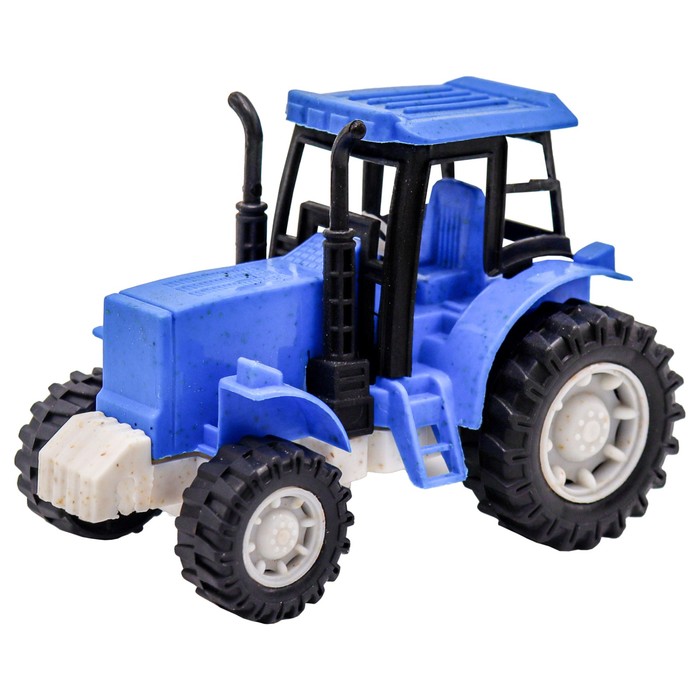 Эко-машинка Funky Toys «Трактор», с фрикционным механизмом, цвет синий, 12 см