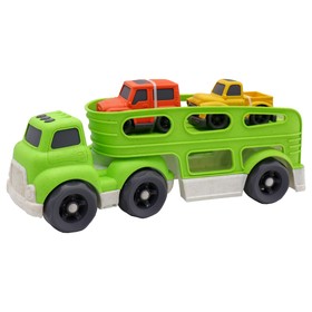 Эко-машинка Funky Toys «Грузовик», с двумя машинками, цвет зелёный, 30 см