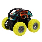 Машинка фрикционная Funky Toys «Перевёртыш», с принтом и жёлтыми колёсами, 4х4 - фото 5369909