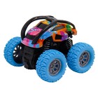 Машинка фрикционная Funky Toys «Перевёртыш», с принтом и голубыми колёсами, 4х4 - фото 5369913