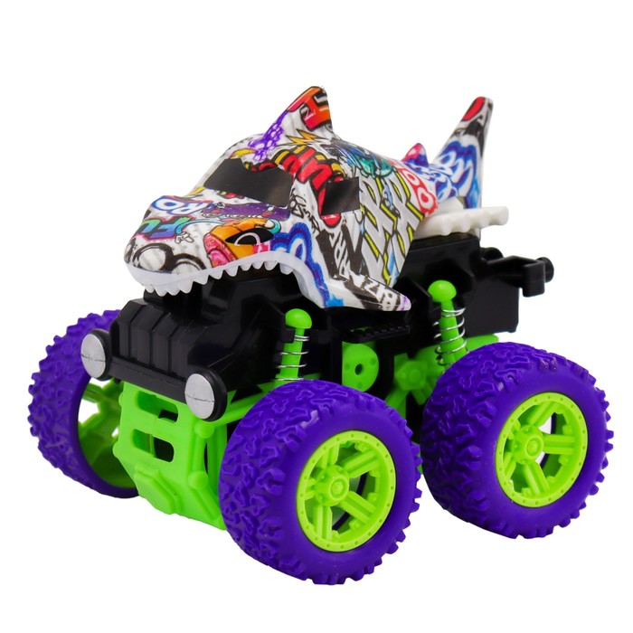 Машинка фрикционная Funky Toys «Акула», 4х4, с фиолетовыми колёсами