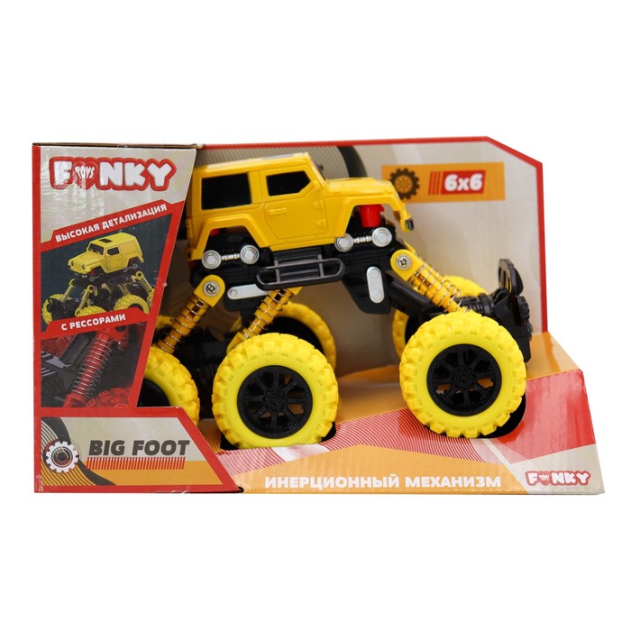 Машинка инерционная Funky Toys «Внедорожник», цвет жёлтый - фото 1911060854
