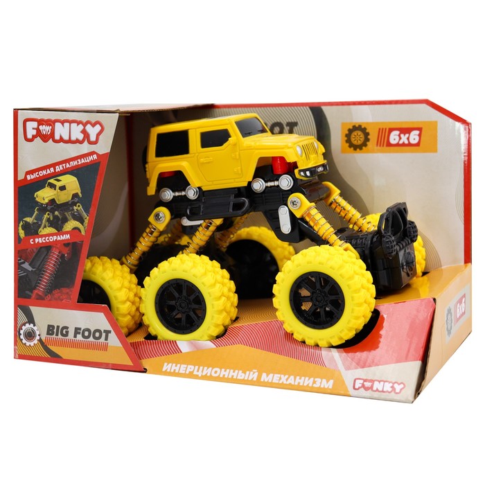 Машинка инерционная Funky Toys «Внедорожник», цвет жёлтый - фото 1911060855