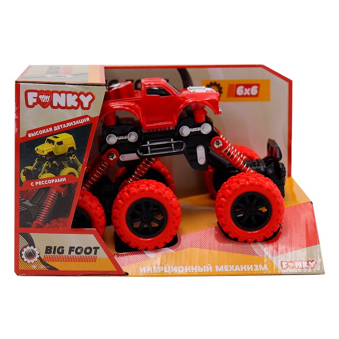 Машинка инерционная Funky Toys «Внедорожник», цвет красный - фото 1878651769