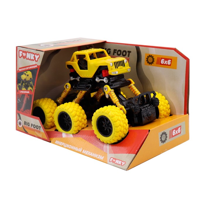 Машинка инерционная Funky Toys «Внедорожник», цвет жёлтый - фото 1896391473