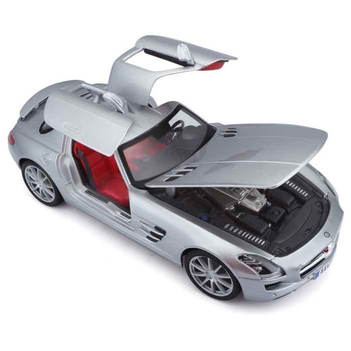 Машинка Maisto Die-Cast Mercedes-Benz SLS AMG, открывающиеся двери, 1:18, цвет серебристый - фото 1928577160