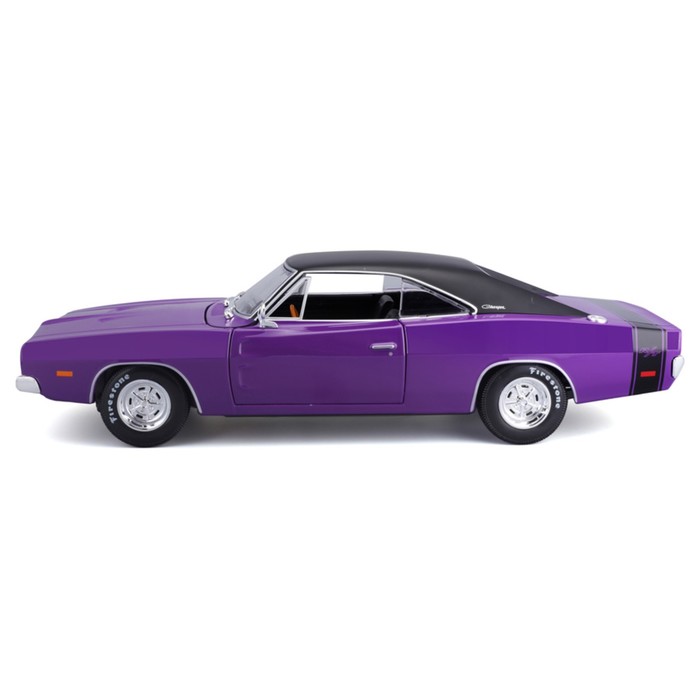 Машинка Maisto Die-Cast 1969 Dodge Charger R/T, открывающиеся двери, 1:18, цвет фиолетовый - фото 1909588275