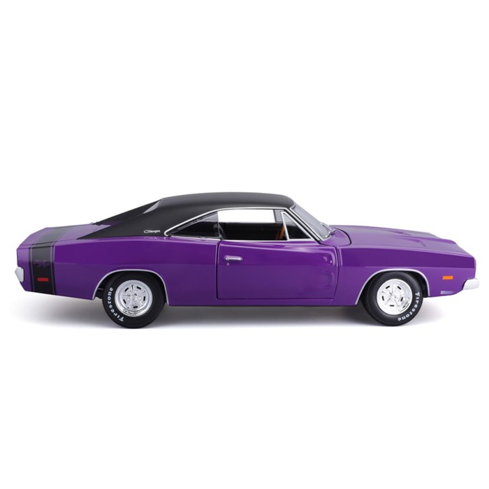 Машинка Maisto Die-Cast 1969 Dodge Charger R/T, открывающиеся двери, 1:18, цвет фиолетовый - фото 1928577419