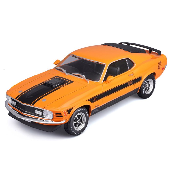 Машинка Maisto Die-Cast 1970 Ford Mustang Mach 1, 1:18, цвет оранжевый с принтом - фото 1909588296
