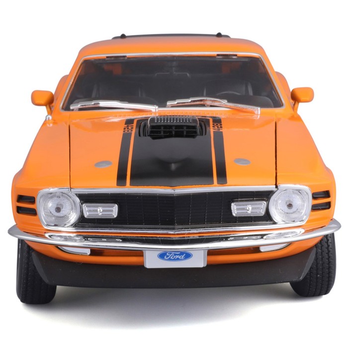 Машинка Maisto Die-Cast 1970 Ford Mustang Mach 1, 1:18, цвет оранжевый с принтом - фото 1909588299