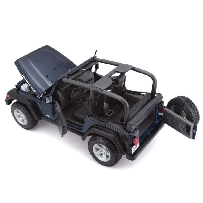 Машинка Maisto Die-Cast Jeep Wrangler Rubicon, открывающиеся двери, 1:18, цвет тёмно-синий - фото 1909588363