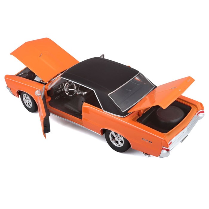 Машинка Maisto Die-Cast 1965 Pontiac GTO, открывающиеся двери, 1:18, цвет оранжевый - фото 1909588405