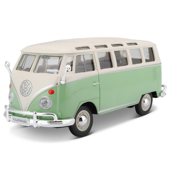 Машинка Maisto Die-Cast Volkswagen Van Samba, открывающиеся двери, 1:25, цвет зелёный - фото 1909588411