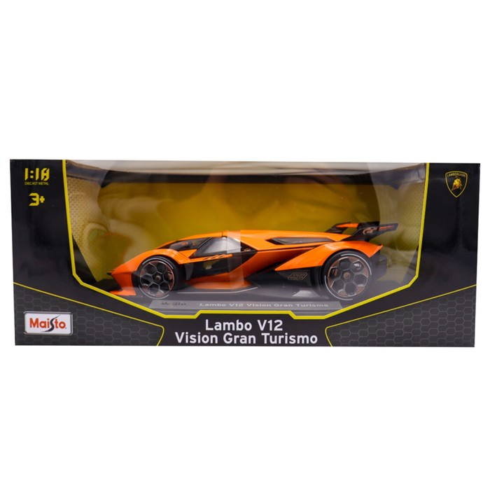 Машинка Maisto Die-Cast Lamborghini V12 Vision Gran Turismo, 1:18, цвет оранжевый - фото 1909588450