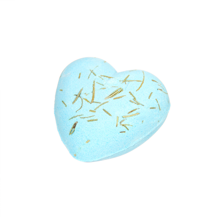 Бомбочка для ванны "Сердце", голубая, с сухоцветами эвкалипта, 100 г