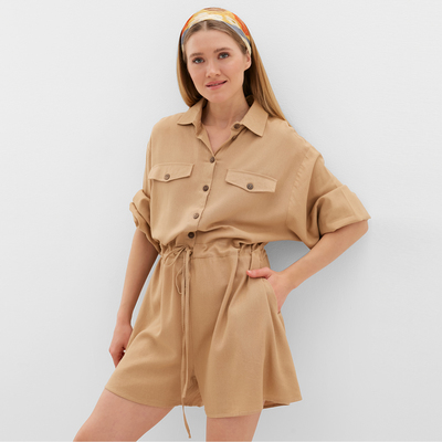 Комбинезон женский MINAKU: Casual Collection, бежевый, размер 46