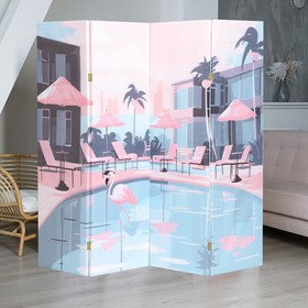 Ширма "Cartoon style. Отель, бассейн, фламинго", 200х160 см