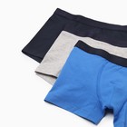 Набор трусов для мальчиков боксеры (3 шт), цвет черный/синий/серый, рост 122-128 - фото 23972461