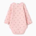 Боди с длинным рукавом, цвет розовый, рост 56 (0-1 мес) - фото 24443761