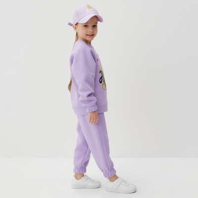 Костюм для девочки (джемпер, брюки) KAFTAN: Hello, лиловый, размер 34 (122-128 см)