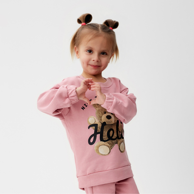 Костюм для девочки (джемпер, брюки) KAFTAN: Hello, розовый, размер 30 (98-104 см)