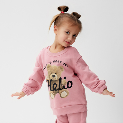 Костюм для девочки (джемпер, брюки) KAFTAN: Hello, розовый, размер 30 (98-104 см)