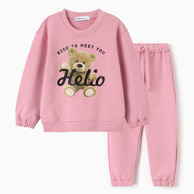 Костюм для девочки (джемпер, брюки) KAFTAN: Hello, розовый, размер 30 (98-104 см)