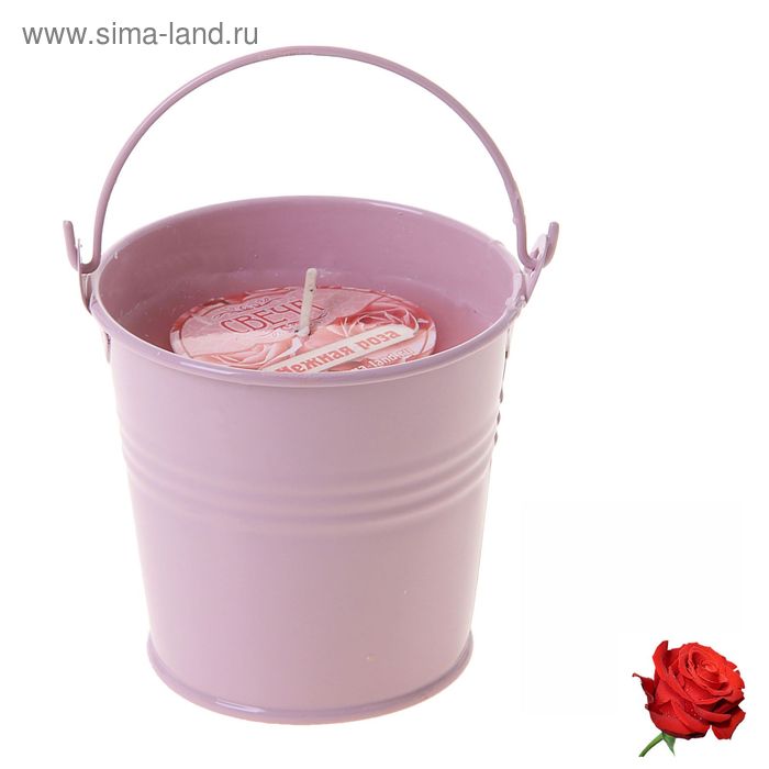 Свеча восковая "Ведёрко", аромат роза - Фото 1