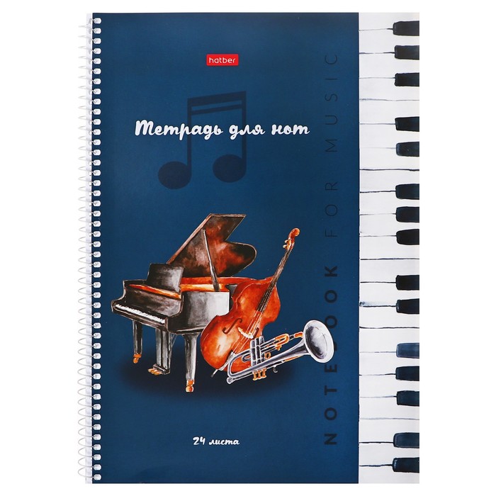 Тетрадь для нот А4 24 листа, на гребне "Музыка для души", обложка мелованный картон, справочная информация, блок 80 г/м2 - Фото 1