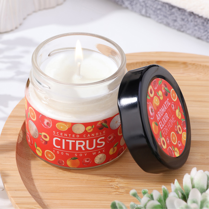 Свеча ароматическая в банке "Апельсин и гранат", совый воск, 80 г - Фото 1
