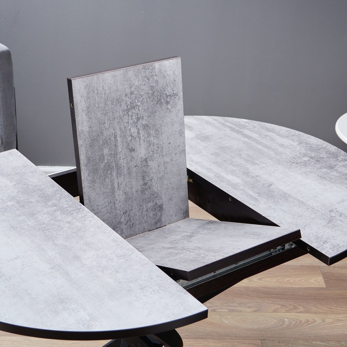 Стол обеденный на одной ножке раздвижной Норд, 90(122)х90х97, ЛДСП 22мм/Пластик, Бетон