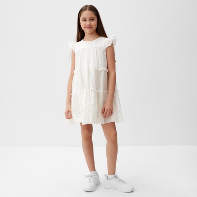 Платье для девочки MINAKU: Cotton collection в горошек, белое, рост 110-116 см