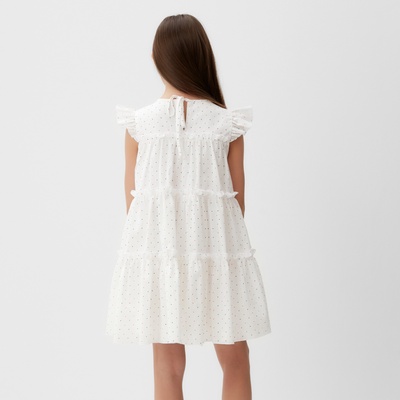 Платье для девочки MINAKU: Cotton collection в горошек, белое, рост 110-116 см