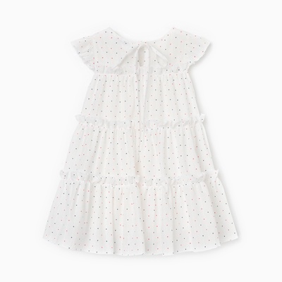 Платье для девочки MINAKU: Cotton collection в горошек, белое, рост 110-116 см