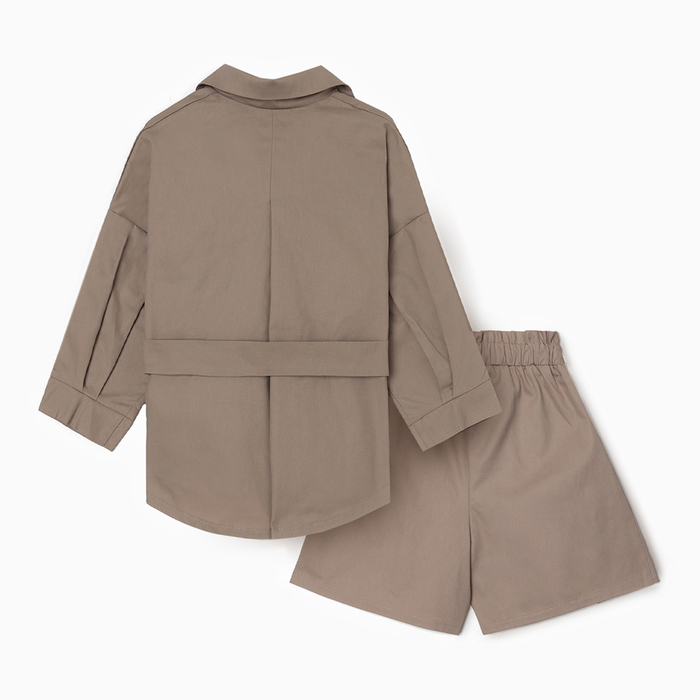 Костюм для девочки (Рубашка и шорты) MINAKU, цвет бежевый, рост 134 см