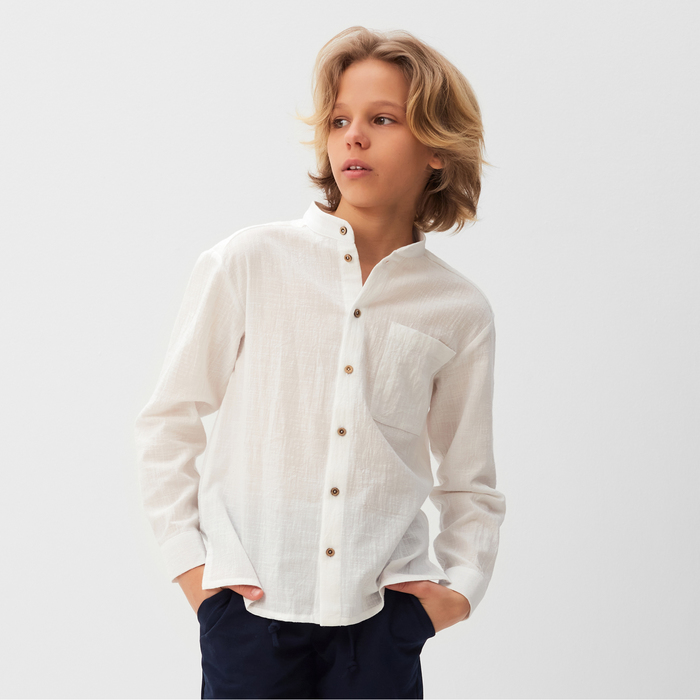 Рубашка для мальчика MINAKU цвет белый, рост 146 см - Фото 1