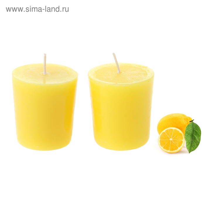 Свечи восковые (набор 2 шт) "Столбик", аромат лимон - Фото 1