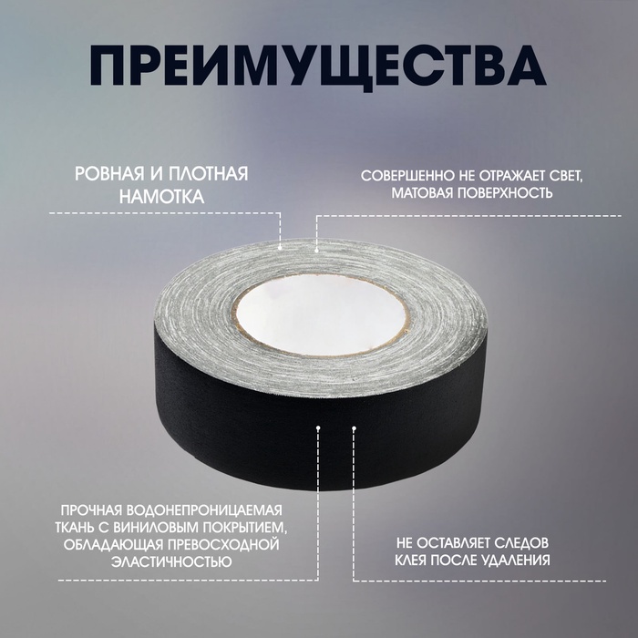 Лента клейкая "Про-Гафф" ТУНДРА, черная, 350 мкм, 48 мм х 25 м - фото 18588728